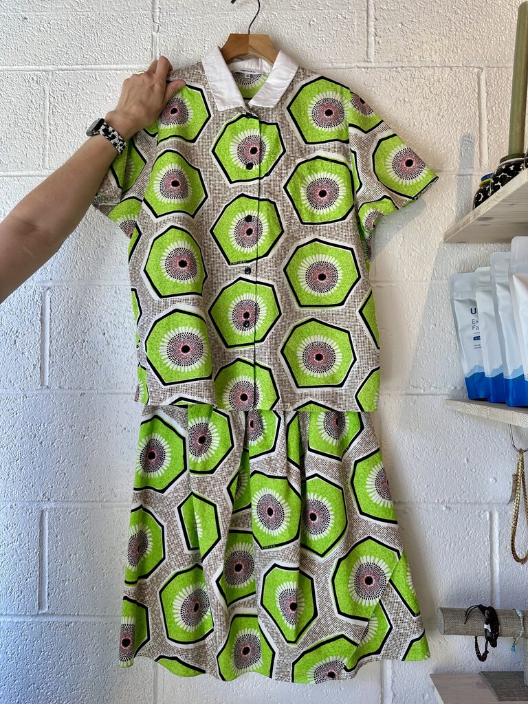 Carven Wax Print Skirt Set