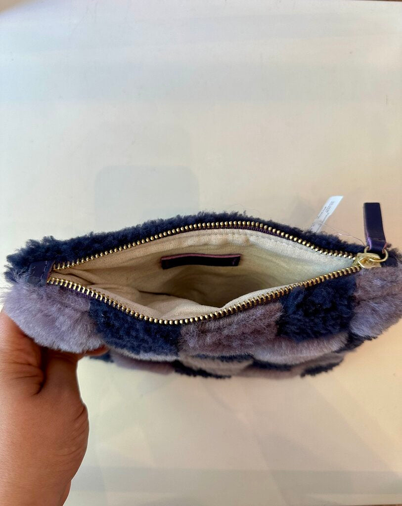 Primecut Purple Checkered Shearling Pouch