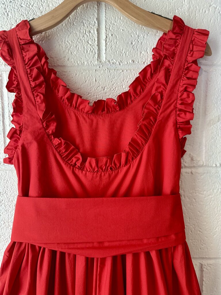 Isa Arfen Ruffle Dress with Belt and Pockets