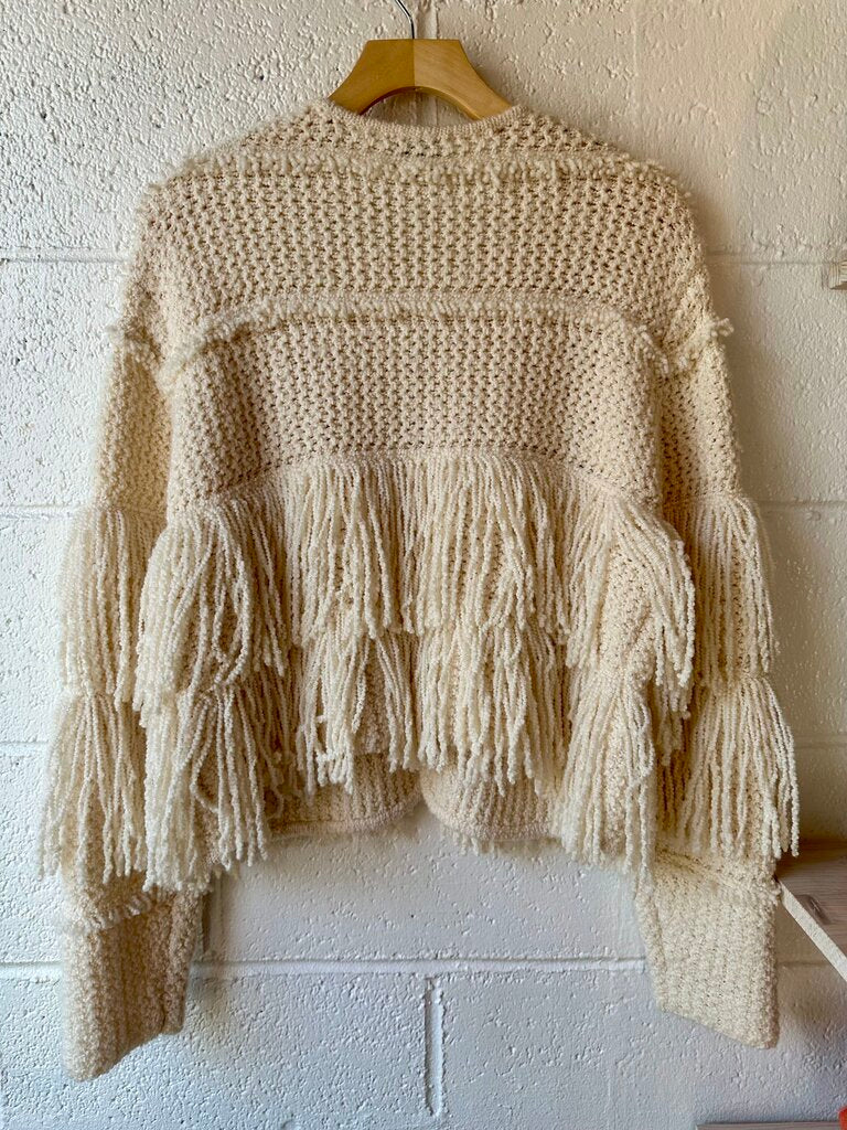 Tanya Taylor Crochet Fringe Cardigan