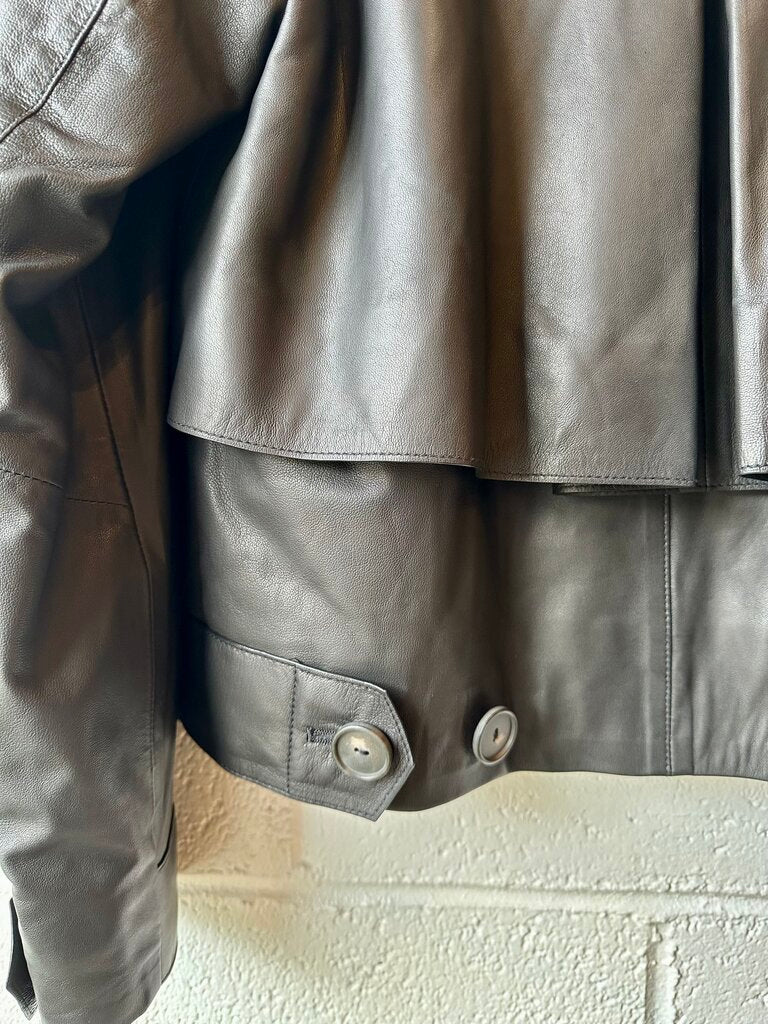 Vince Cropped Trench Leather Jacket