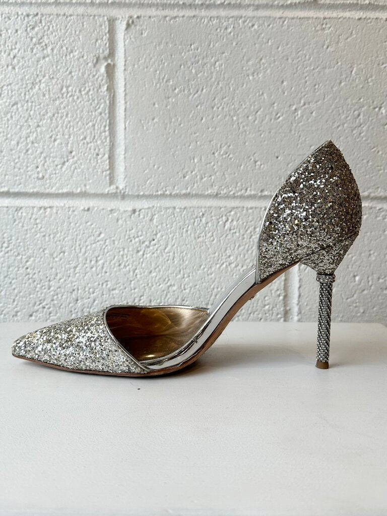 Badgley Mischka glitter jewel heels