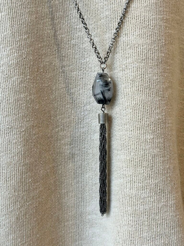 Grayling Portland smoky quartz long necklace