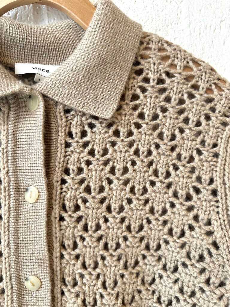 Vince crochet collared cardigan sweater
