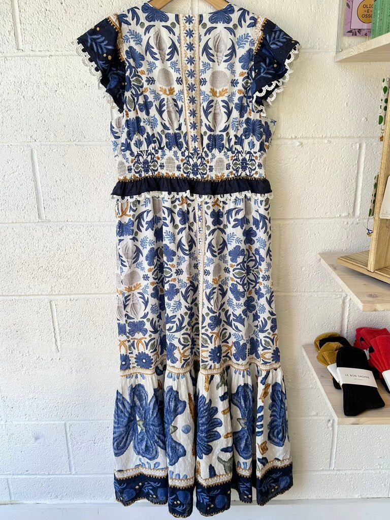 Caroline Constas NEW Floral Seashell Print Maxi Dress