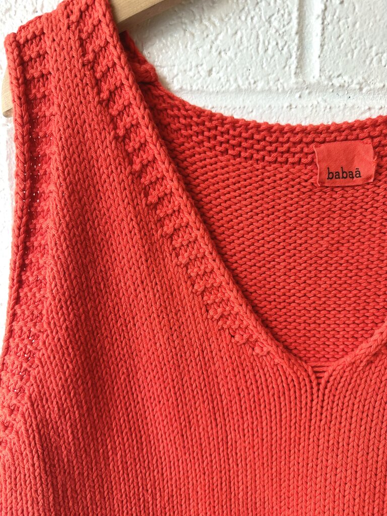 'Babaa no24 Summer Flame' 100% Cotton Knit Vest