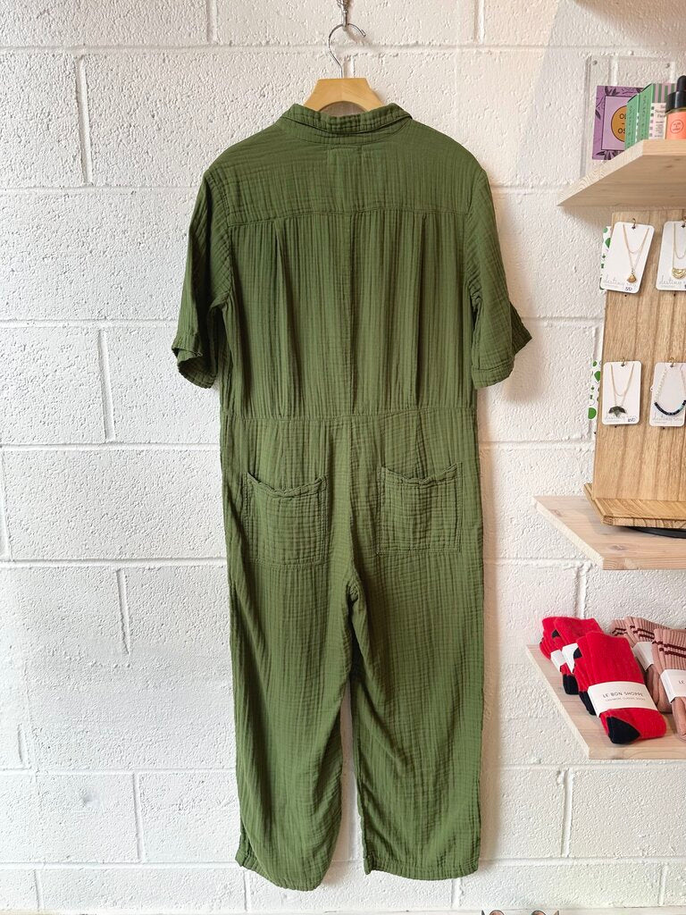 Velvet by G&S cotton gauze short sleeve jumpsuit