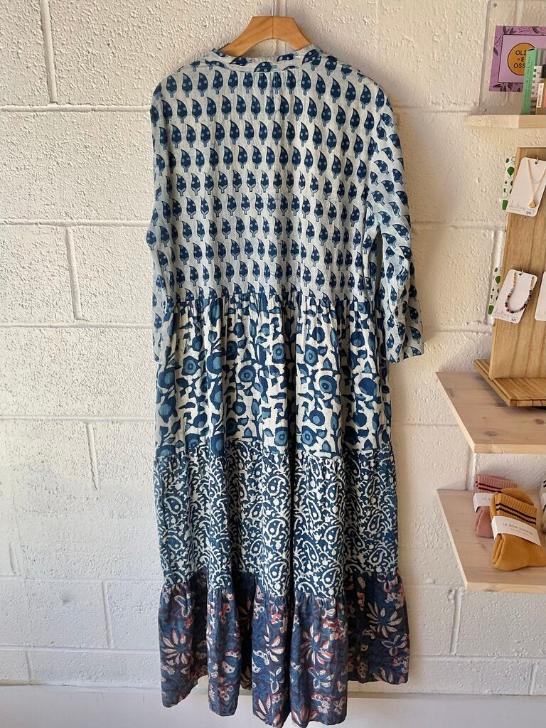 100% cotton batik print tiered maxi dress
