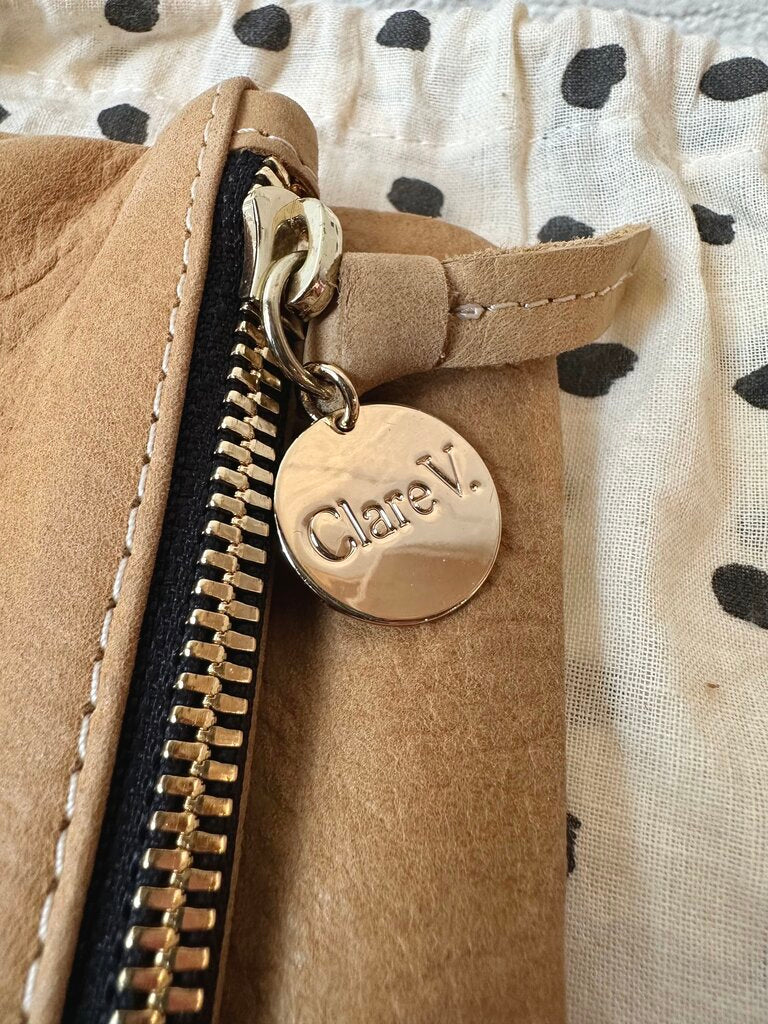 Clare V. striped leather foldover clutch