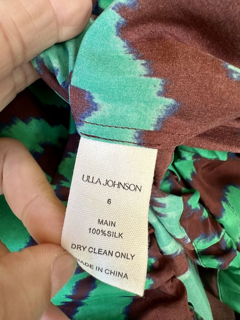 Ulla Johnson 100% Silk Toggle Collar Long Sleeve Top