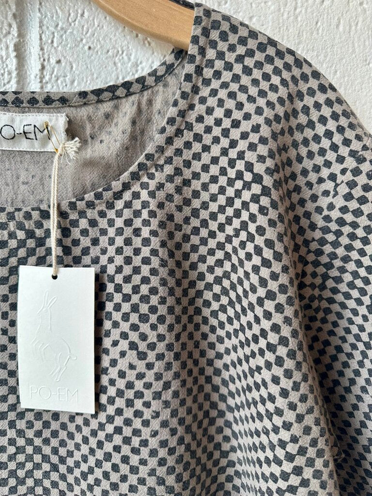 PO-EM 'Mosaic Checkered' Short Sleeve Top