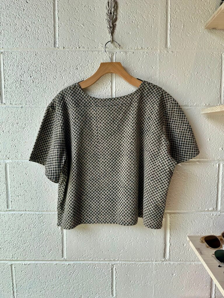 PO-EM 'Mosaic Checkered' Short Sleeve Top
