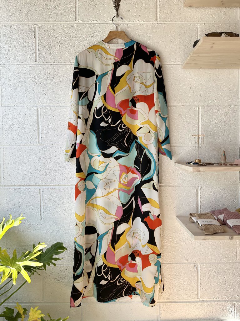 Natori print satin caftan