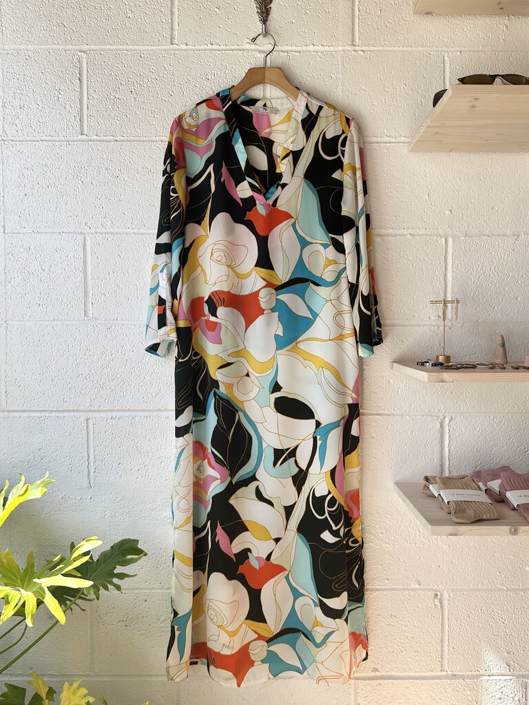 Natori print satin caftan