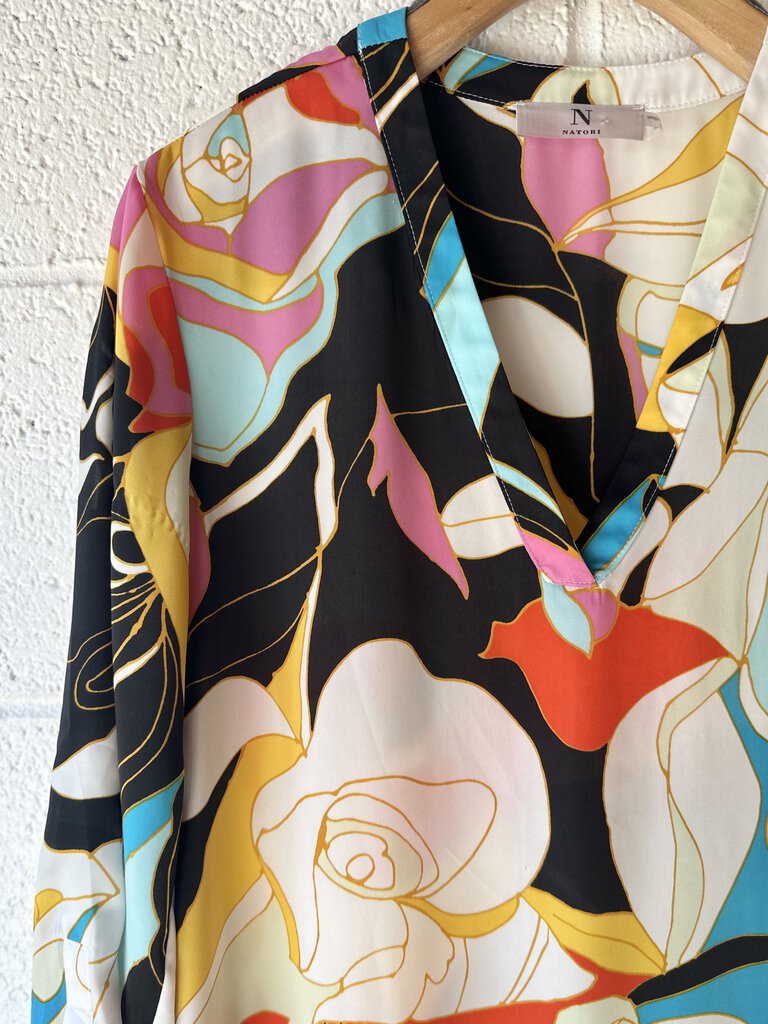 Natori print satin caftan