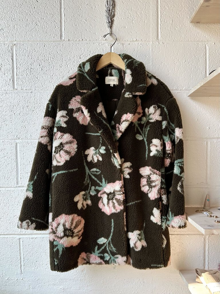 If By Sea floral sherpa coat