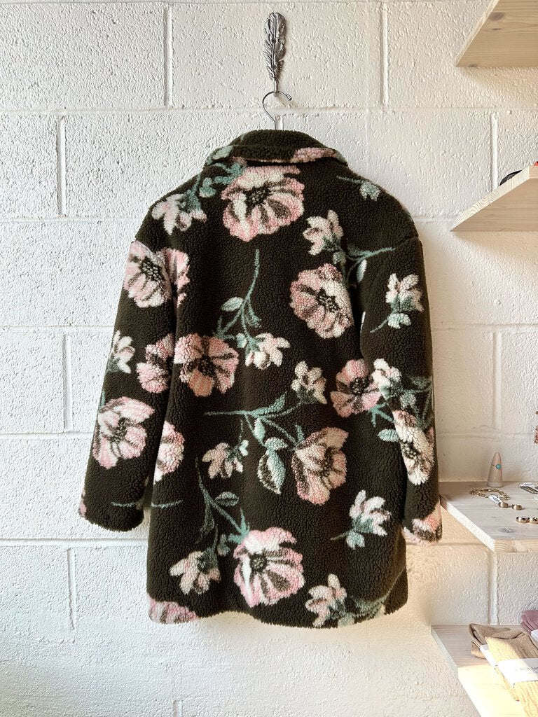 If By Sea floral sherpa coat