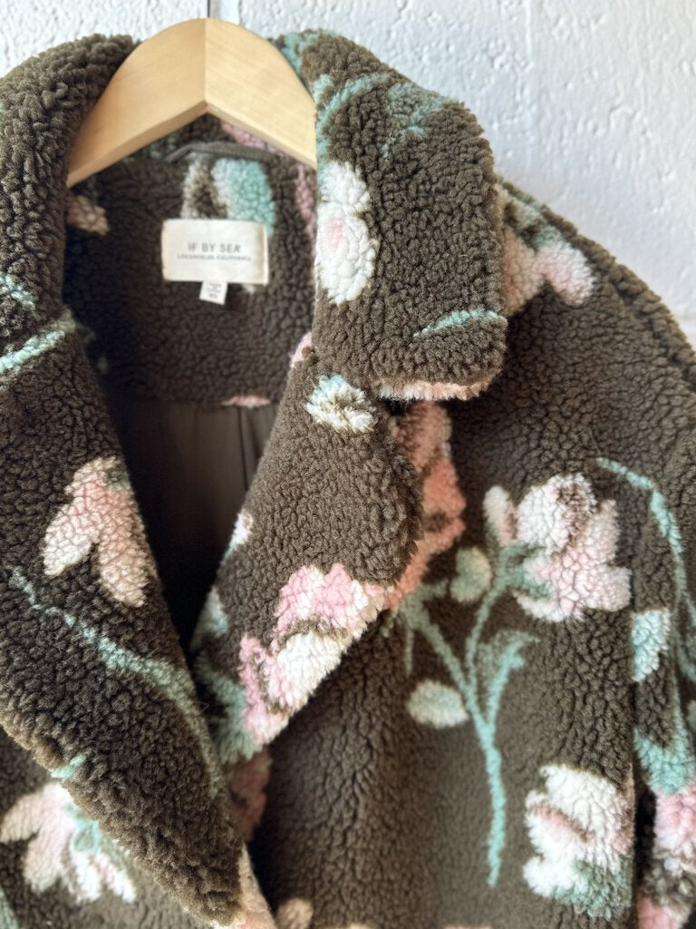 If By Sea floral sherpa coat