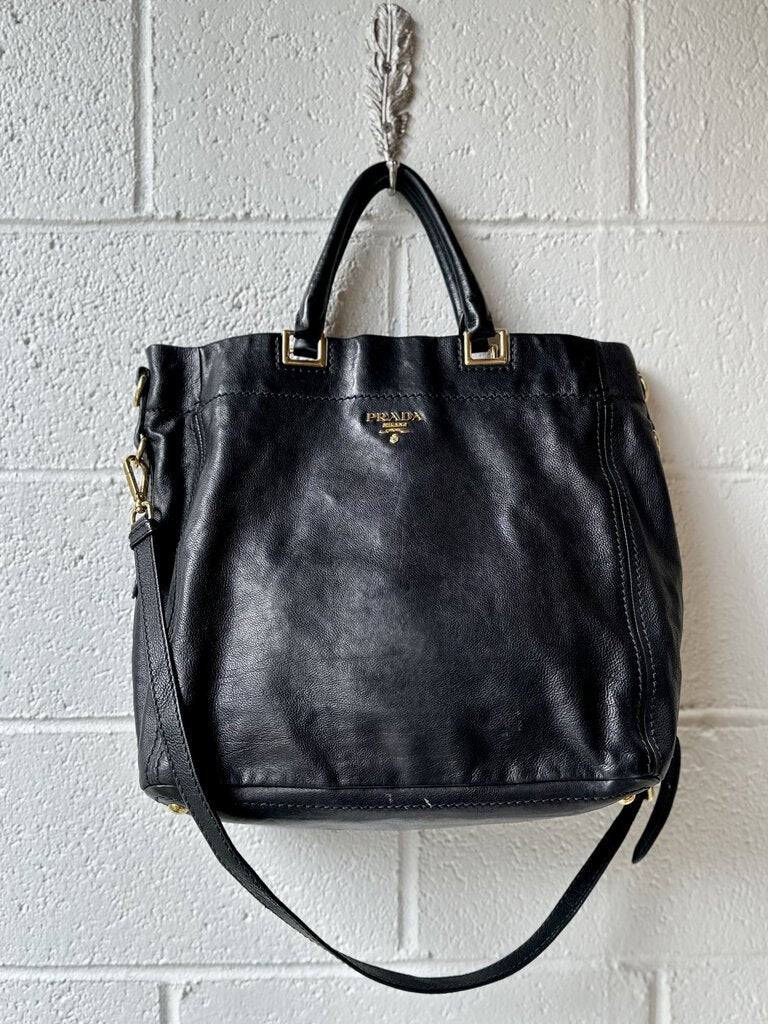 Prada soft calf leather tote