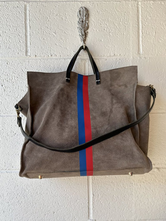 Clare V. striped suede tote