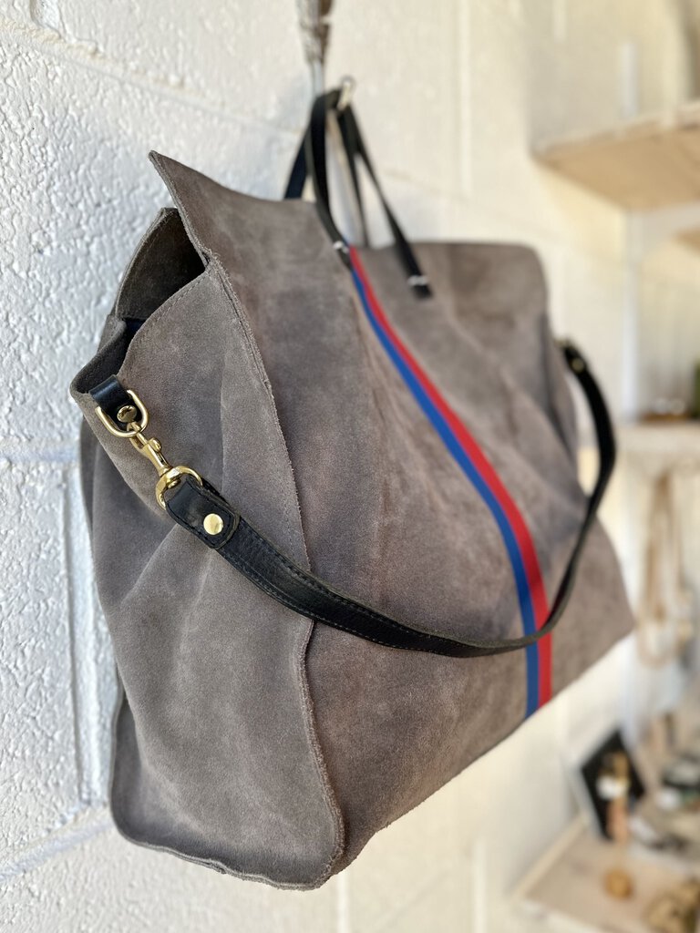 Clare V. striped suede tote