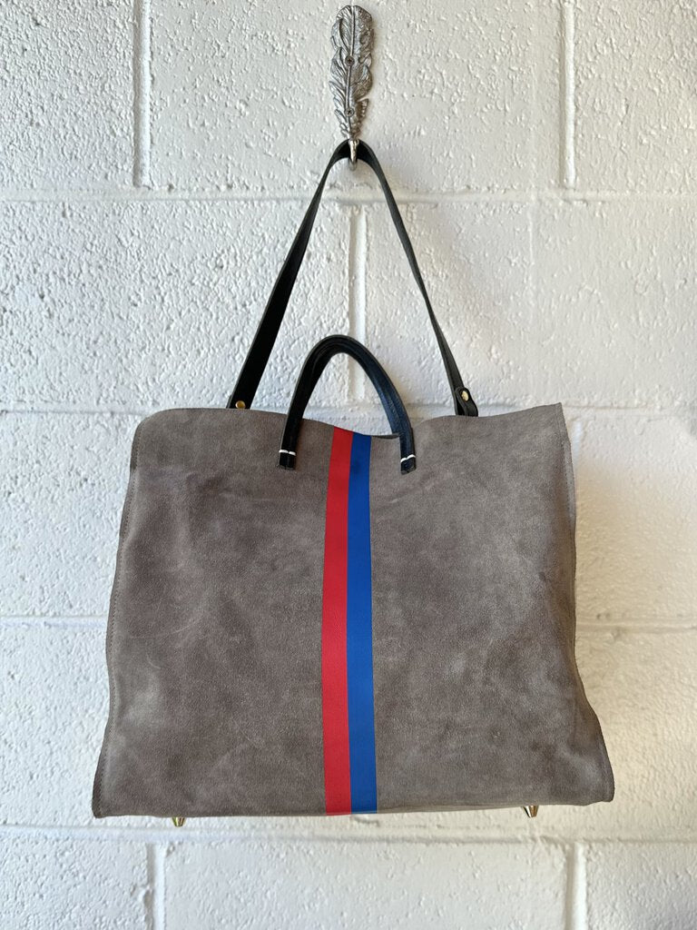 Clare V. striped suede tote