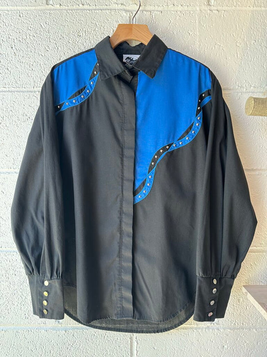 Vintage Western Shirt Black and Blue