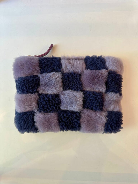 Primecut Purple Checkered Shearling Pouch