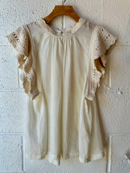 Ulla Johnson Kai Top with Crocheted Sleeves