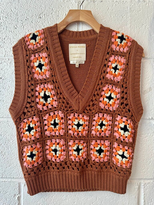 Stella Pardo x Anthropologie Crochet Sweater Vest