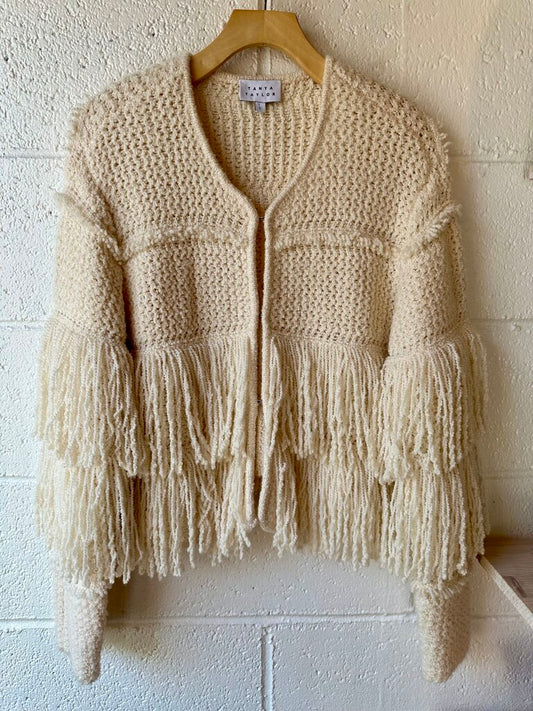 Tanya Taylor Crochet Fringe Cardigan