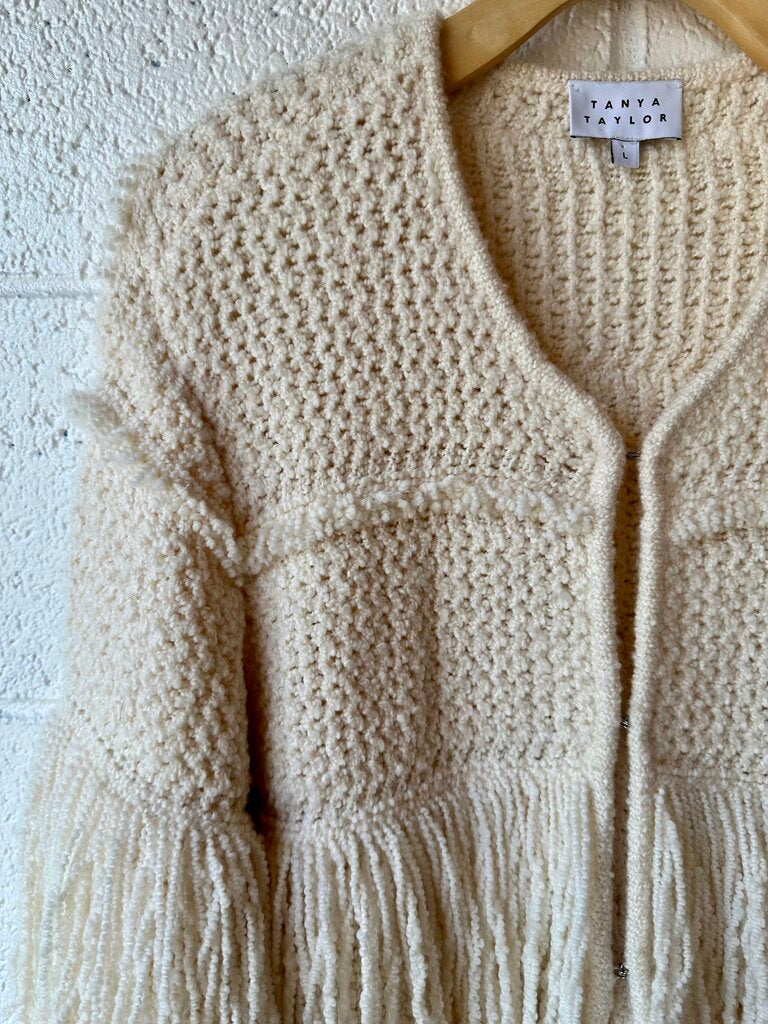 Tanya Taylor Crochet Fringe Cardigan