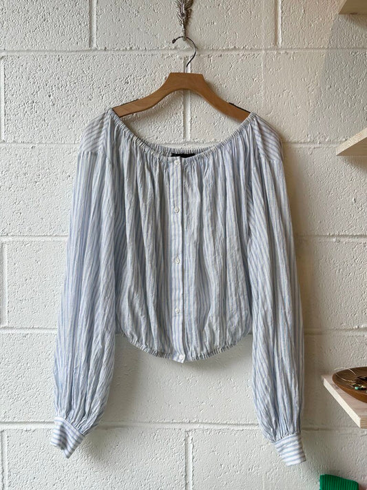 Nili Lotan Striped cinched Top (as is: armpit seam fray)