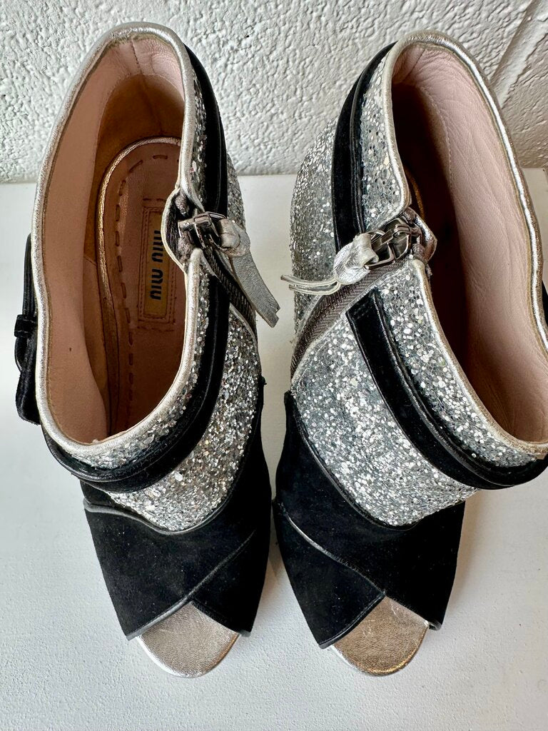 Miu Miu Heeled Glitter Boots