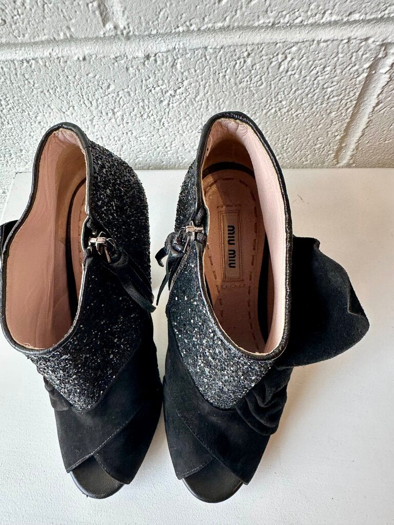Miu Miu Heeled Glitter Booties