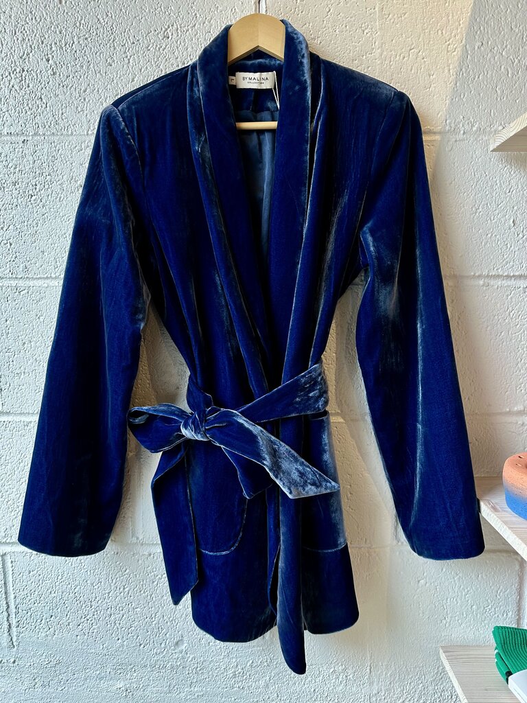 NEW By Mailina Velvet Tie Waist Blazer