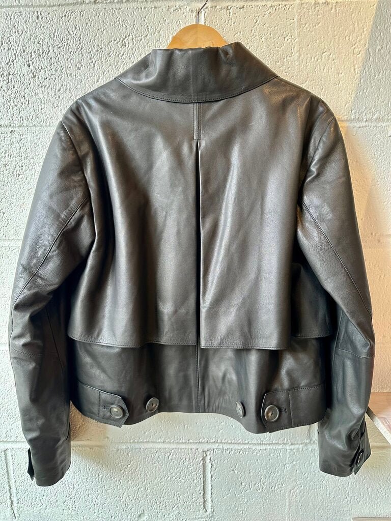Vince Cropped Trench Leather Jacket