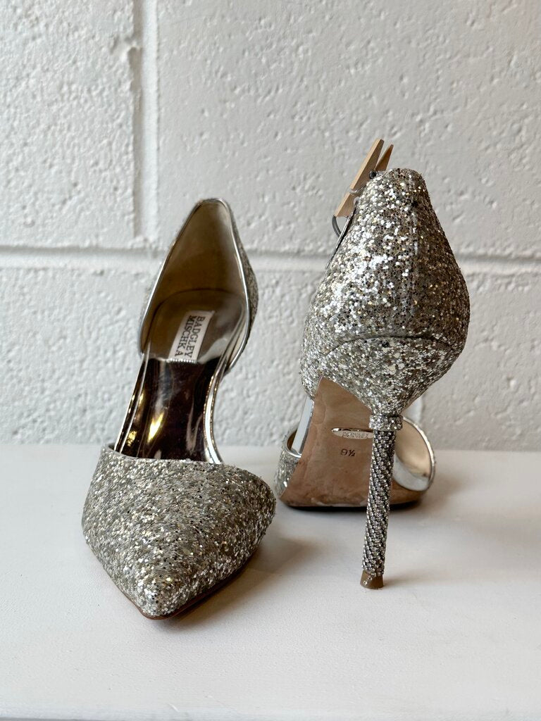 Badgley Mischka glitter jewel heels