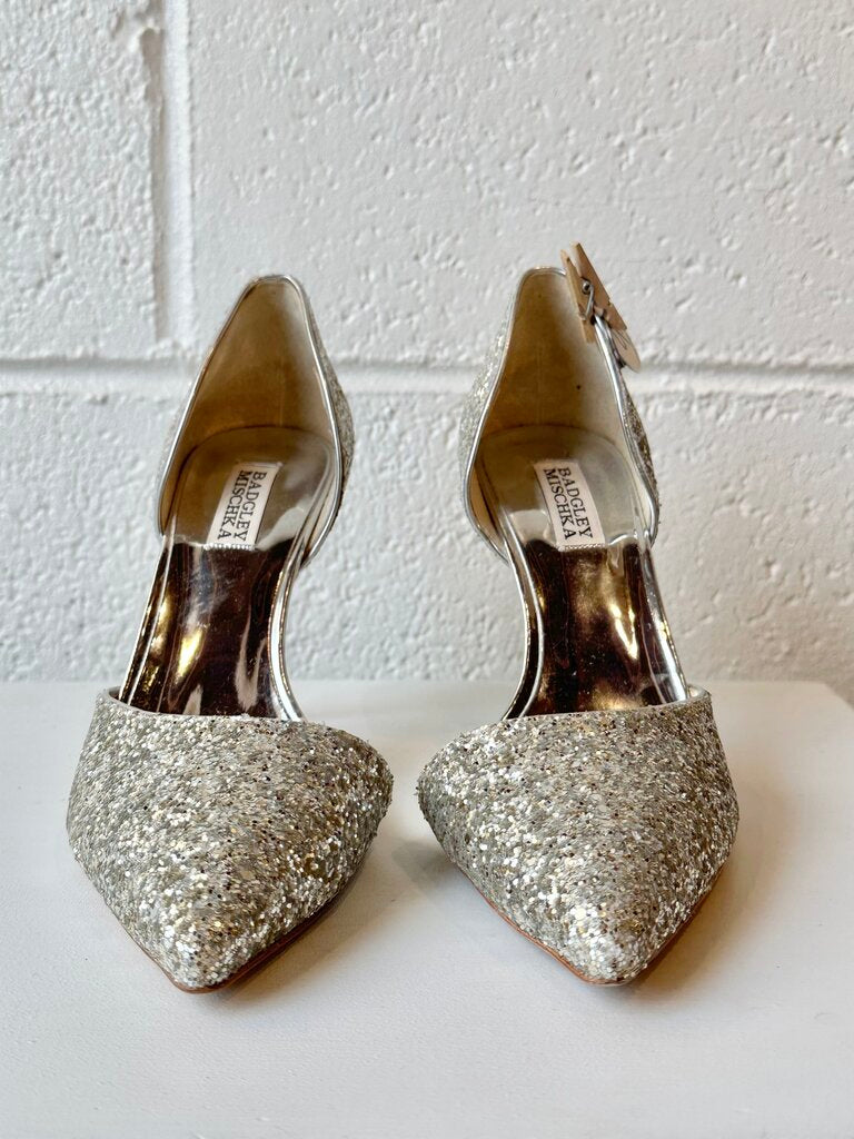 Badgley Mischka glitter jewel heels