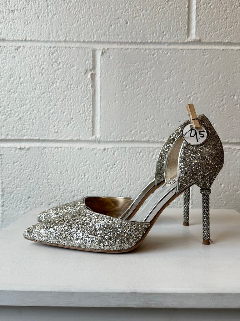 Badgley Mischka glitter jewel heels