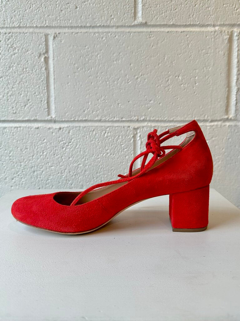 Loeffler Randall Clara lace up suede pump