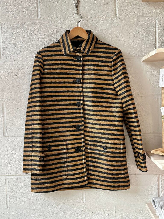 Burberry Prorsum striped woven raffia coat