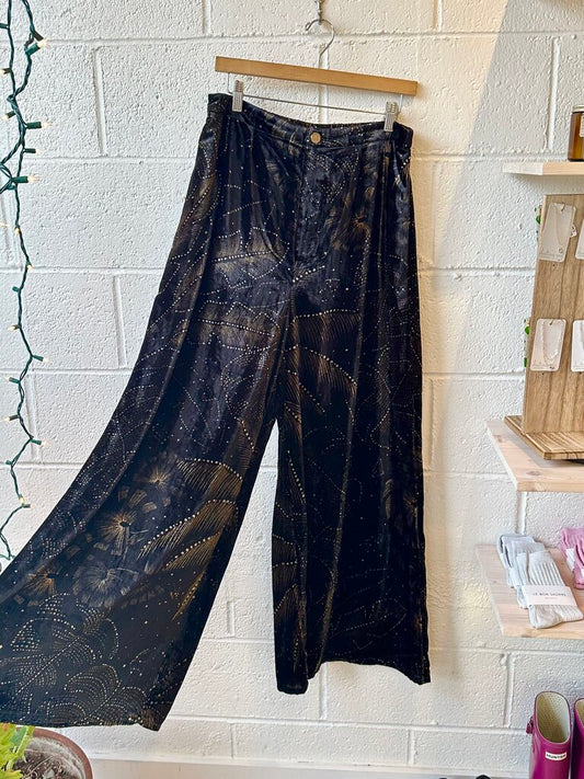NEW Farm Rio x Anthropologie Velvet Foliage Wide Leg