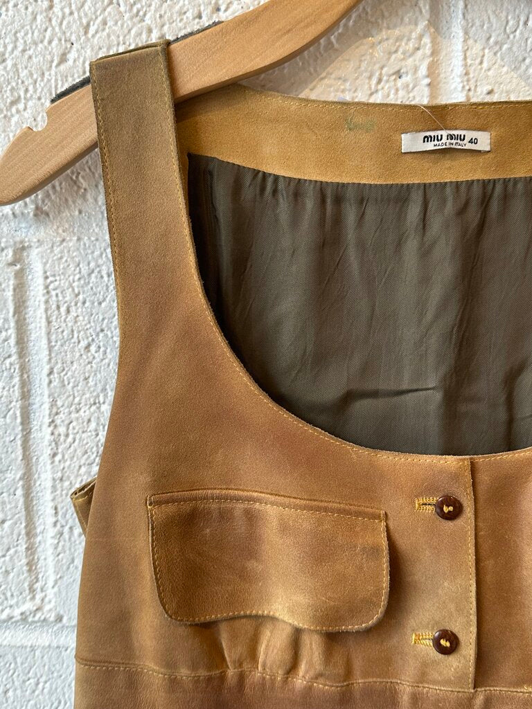 Miu Miu sleeveless leather midi dress