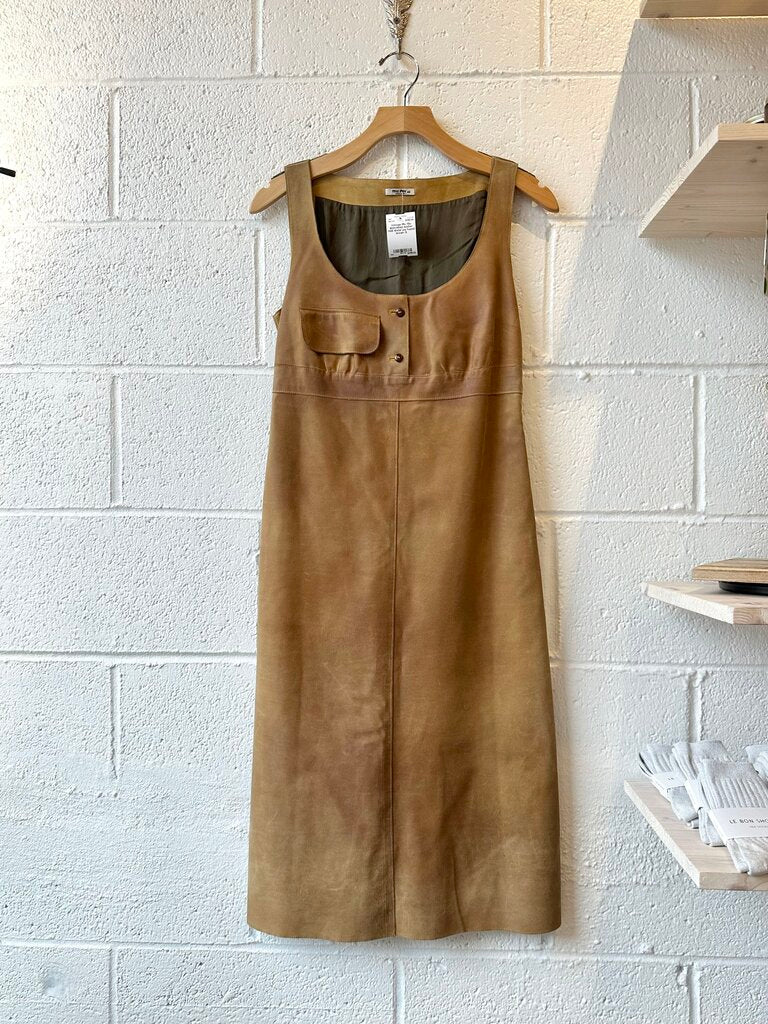 Miu Miu sleeveless leather midi dress