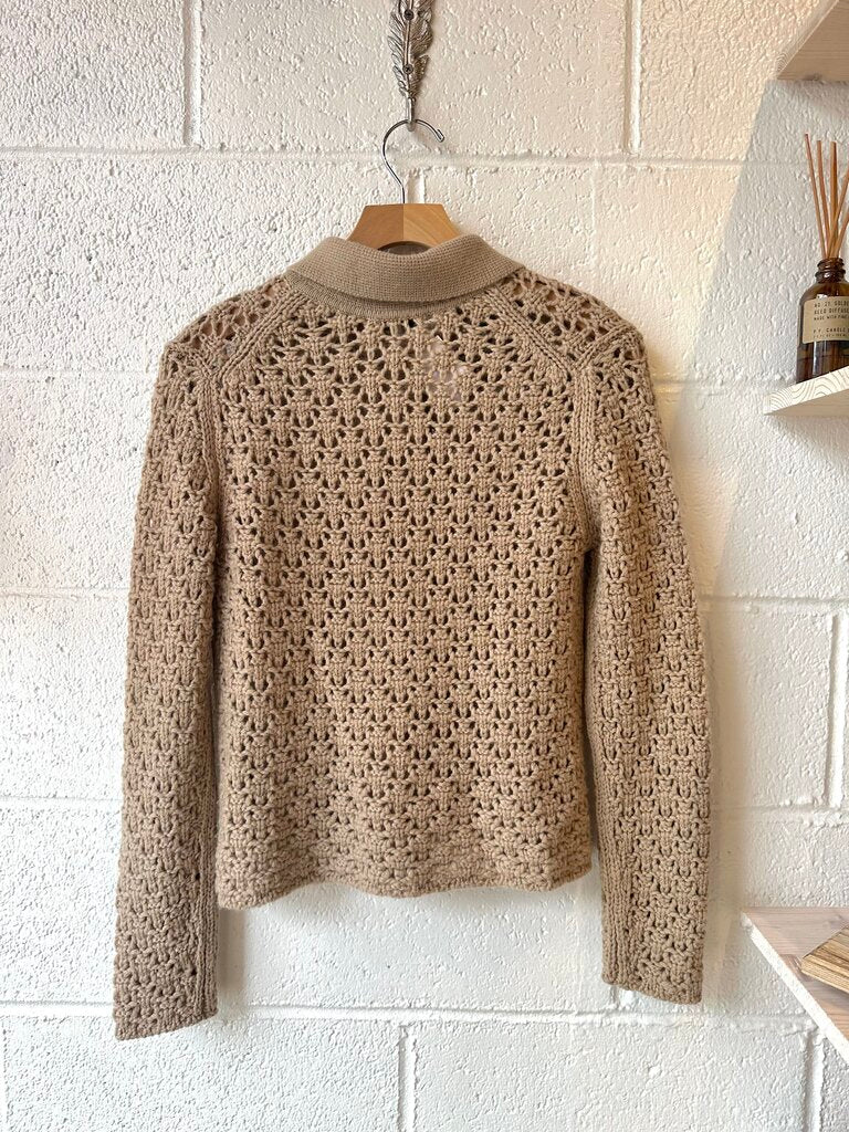 Vince crochet collared cardigan sweater