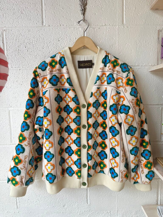 Siedres floral button up cardigan sweater