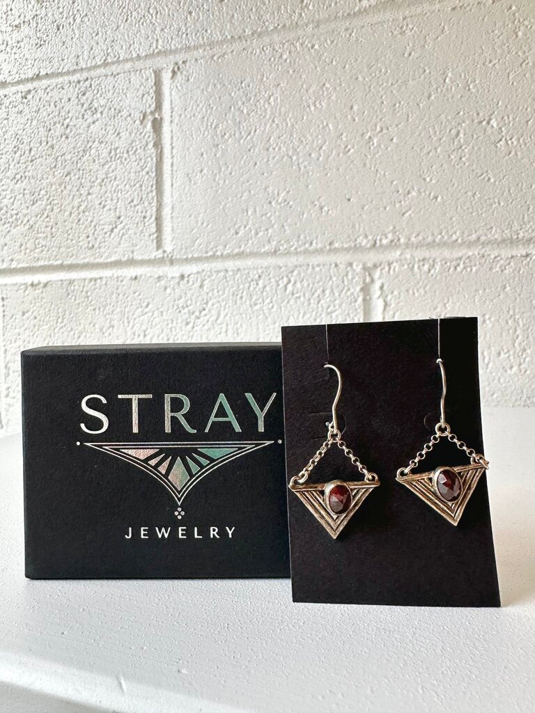 Stray 'Garnet Trinity' sterling silver dangle earrings