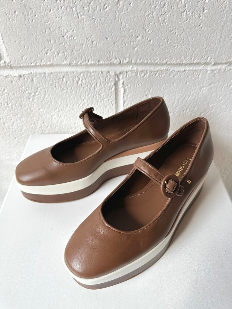 NEW Larroude 'Blair Flatform' leather Mary Janes