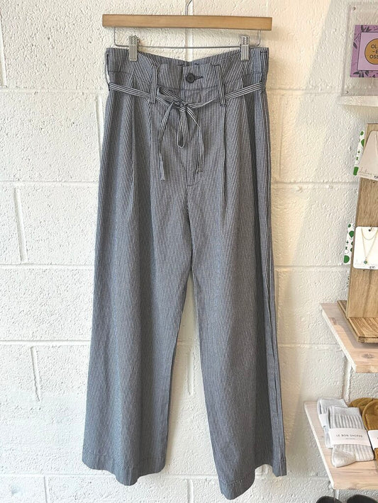 Micaela Greg gingham tie waist wide leg pants